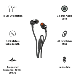 JBL In-Ear Wired Earphones with Mic (T210, Black) JBL In-Ear Wired Earphones with Mic (T210, Black)_4