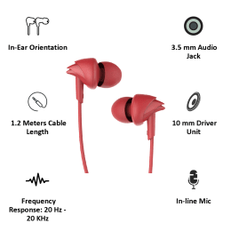 boAt In-Ear Wired Earphones with Mic (BassHeads 100, Red) boAt In-Ear Wired Earphones with Mic (BassHeads 100, Red)_3