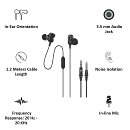 Ant Audio In-Ear Wired Earphones with Mic (W59, Black) Ant Audio In-Ear Wired Earphones with Mic (W59, Black)_3