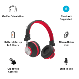 Ant Audio Treble Bluetooth Headphone (H82, Red) Ant Audio Treble Bluetooth Headphone (H82, Red)_3