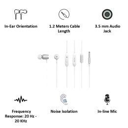 Ant Audio In-Ear Wired Earphones with Mic (Thump 504, White/Silver) Ant Audio In-Ear Wired Earphones with Mic (Thump 504, White/Silver)_3