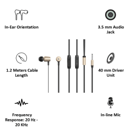 Ant Audio In-Ear Wired Earphones with Mic (Thump 504, Black/Gold) Ant Audio In-Ear Wired Earphones with Mic (Thump 504, Black/Gold)_3