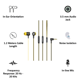 Ant Audio In-Ear Wired Earphones with Mic (Wave 702, Yellow/Black) Ant Audio In-Ear Wired Earphones with Mic (Wave 702, Yellow/Black)_3