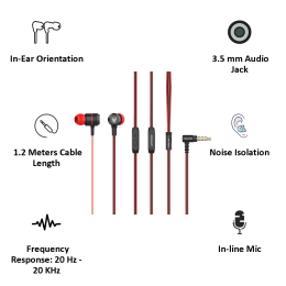 Ant Audio In-Ear Wired Earphones with Mic (Wave 702, Red/Black) Ant Audio In-Ear Wired Earphones with Mic (Wave 702, Red/Black)_3