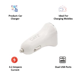 Catz 4.2 Amp Car Charger (CZ-CC4-WH, White) Catz 4.2 Amp Car Charger (CZ-CC4-WH, White)_5