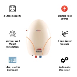 Venus Lava 3 Litres Instant Water Geyser (3000 Watts, 3L30, Ivory) Venus Lava 3 Litres Instant Water Geyser (3000 Watts, 3L30, Ivory)_4