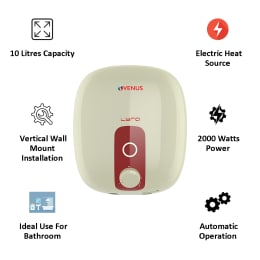 Venus Lyra 10 Litres 5 Star Storage Water Geyser (2000 Watts, 10R, Ivory/Red) Venus Lyra 10 Litres 5 Star Storage Water Geyser (2000 Watts, 10R, Ivory/Red)_3