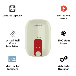 Venus Lyra 15 Litres 5 Star Storage Water Geyser (2000 Watts, 15R, Ivory/Red) Venus Lyra 15 Litres 5 Star Storage Water Geyser (2000 Watts, 15R, Ivory/Red)_4