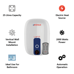 Venus Lyra Digital 25 Litres 5 Star Storage Water Geyser (2000 Watts, 25RD, White/Blue) Venus Lyra Digital 25 Litres 5 Star Storage Water Geyser (2000 Watts, 25RD, White/Blue)_3