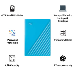 Western Digital My Passport 4TB USB 3.2 Hard Disk Drive (WDBPKJ0040BBL-WESN, Blue) Western Digital My Passport 4TB USB 3.2 Hard Disk Drive (WDBPKJ0040BBL-WESN, Blue)_5