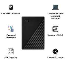 Western Digital My Passport 4TB USB 3.2 Hard Disk Drive (WDBPKJ0040BBK-WESN, Black) Western Digital My Passport 4TB USB 3.2 Hard Disk Drive (WDBPKJ0040BBK-WESN, Black)_5