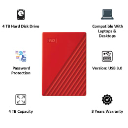 Western Digital My Passport 4TB USB 3.2 Hard Disk Drive (WDBPKJ0040BRD-WESN, Red) Western Digital My Passport 4TB USB 3.2 Hard Disk Drive (WDBPKJ0040BRD-WESN, Red)_5