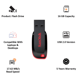 Sandisk Cruzer Blade 16GB USB 2.0 Flash Drive (SDCZ50-016G-B35, Red/Black) Sandisk Cruzer Blade 16GB USB 2.0 Flash Drive (SDCZ50-016G-B35, Red/Black)_3
