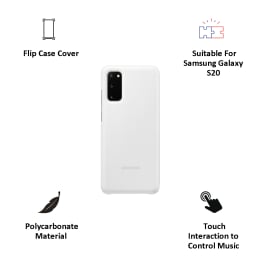 Samsung Galaxy S20 LED View Polycarbonate Flip Wallet Case Cover (EF-NG980PWEGIN, White) Samsung Galaxy S20 LED View Polycarbonate Flip Wallet Case Cover (EF-NG980PWEGIN, White)_3