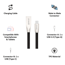 Croma USB 2.0 (Type-A) to USB (Type-C) Cable (W-2382, Black) Croma USB 2.0 (Type-A) to USB (Type-C) Cable (W-2382, Black)_7