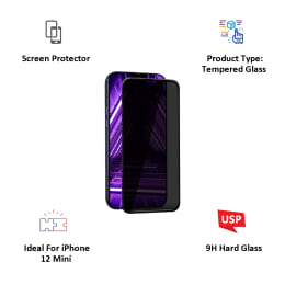 Hyphen Privacy Tempered Glass Screen Protector For iPhone 12 Mini (9H Hard Glass, HTG-PXII547022, Clear) Hyphen Privacy Tempered Glass Screen Protector For iPhone 12 Mini (9H Hard Glass, HTG-PXII547022, Clear)_3