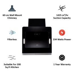Elica EFL Graceful HE LTW 60 BK TC3V LED 1425 m³/hr 60cm Wall Mount Chimney (Touch Control, Black) Elica EFL Graceful HE LTW 60 BK TC3V LED 1425 m³/hr 60cm Wall Mount Chimney (Touch Control, Black)_3