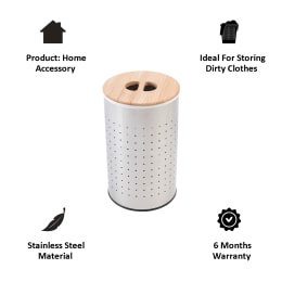 Sabichi Stainless Steel Laundry Bin (53 litre, 183149, Silver) Sabichi Stainless Steel Laundry Bin (53 litre, 183149, Silver)_7