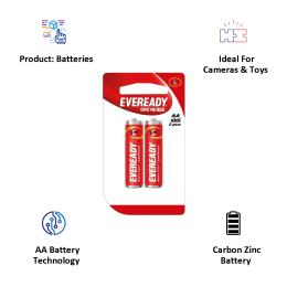 Eveready AA Heavy Duty Carbon Zinc Battery (1015MU00400, Red) (Pack of 2) Eveready AA Heavy Duty Carbon Zinc Battery (1015MU00400, Red) (Pack of 2)_3