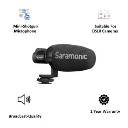 Saramonic Vmic Mini Camera Mountable Shotgun Microphone System For DSLR, Mirrorless & Video Cameras (Integrated Robust Shockmount, Black) Saramonic Vmic Mini Camera Mountable Shotgun Microphone System For DSLR, Mirrorless & Video Cameras (Integrated Robust Shockmount, Black)_3