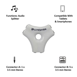 Ultraprolink 3.5mm Stereo Aux Splitter (UM0021, White) Ultraprolink 3.5mm Stereo Aux Splitter (UM0021, White)_3