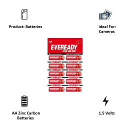 Eveready AA Heavy Duty Carbon Zinc Battery (Red) (Pack of 10) Eveready AA Heavy Duty Carbon Zinc Battery (Red) (Pack of 10)_2
