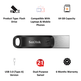 SanDisk iXpand Flash Drive Go 64GB Lightning, USB 3.0 (Type-A) Flash Drive (Auto Back-Up, SDIX60N-064G-GN6NN, Black) SanDisk iXpand Flash Drive Go 64GB Lightning, USB 3.0 (Type-A) Flash Drive (Auto Back-Up, SDIX60N-064G-GN6NN, Black)_4