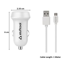 Stuffcool Drive It 2.4 Amp Dual USB Car Charging Adapter with Cable (CKATOMMI-WHT, White) Stuffcool Drive It 2.4 Amp Dual USB Car Charging Adapter with Cable (CKATOMMI-WHT, White)_2