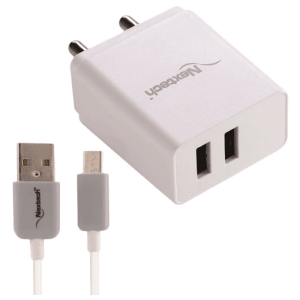 Nextech 2.4 Ampere Dual USB Wall Charger with Type C Cable