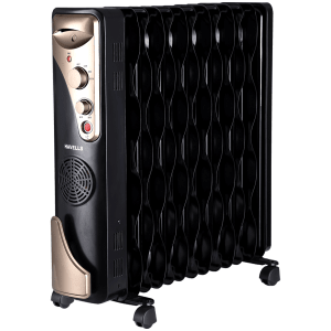 HAVELLS 2400 Watts Tubular and PTC Oil Filled Fan Room Heater (Thermostatic Heat Control, GHROFBFK290, Black)