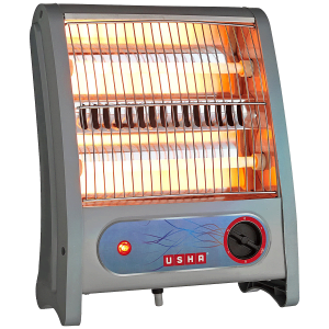 USHA 800 Watts Quartz Glass Tube Room Heater (Safety Tip Over Protection, QH 3002, Silver)