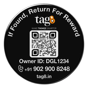 tag8 Digital Phone Recovery Tag (AI Enabled, 800020, Black)