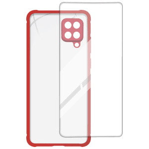 ARROW Hybrid Screen Protector & Polycarbonate Back Cover Combo for SAMSUNG Galaxy A12 (Scratch Protection, Red)