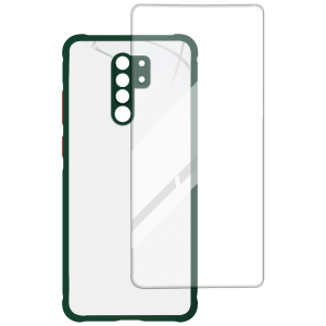 ARROW Hybrid Screen Protector & Polycarbonate Back Cover Combo for Xiaomi Redmi 9 Prime (Anti Scratch Design, Dark Green)