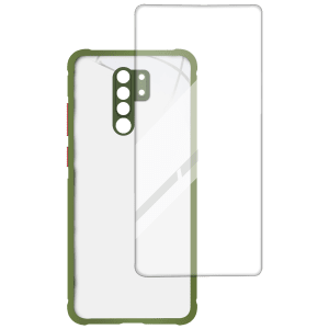 ARROW Hybrid Screen Protector & Polycarbonate Back Cover Combo for Xiaomi Redmi 9 Prime (Anti Scratch Design, Light Green)