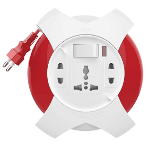 GM G Star 6 Amp 3 Sockets Extension Board ( 5 Meters, Ultra Smooth Rotation, GM 3042, White/Red)