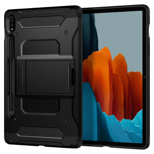 spigen Tough Armor Pro TPU & Polycarbonate Back Cover for SAMSUNG Galaxy Tab S8, Tab S7 (Built-In Pen Storage, Black)