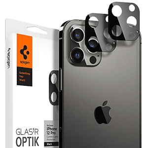 spigen Glas.tR Optik Camera Lens Protector For iPhone 12 Pro (Anti-Shatter, AGL01807, Black)