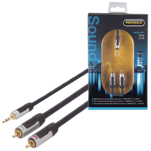 PROFIGOLD PROA3401 PVC 1 Meter 3.5mm Stereo to RCA Audio Cable (IAT Technology, Anthracite)