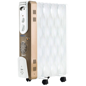 USHA 2000 Watts PTC Oil Filled Room Heater (Adjustable Thermostat, 3609 FS PTC, White)