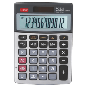 Flair Desktop Basic Calculator (120 Step Check and Correct, FC 320, Silver)