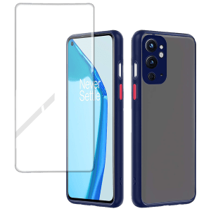 ARROW Duplex Series Tempered Glass & Polycarbonate Back Cover Combo for OnePlus 9RT (Anti Scratch Design, Blue)