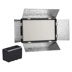 DigiTek D520B Com F750MU LED Video Light with Barndoor for Camera (Dual Color Temperature, Black)