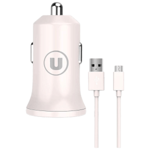 Bandridge 2.4 Amp 1 USB Port Car Charging Adapter with Micro USB Cable (Fast Charging Compatible, White)