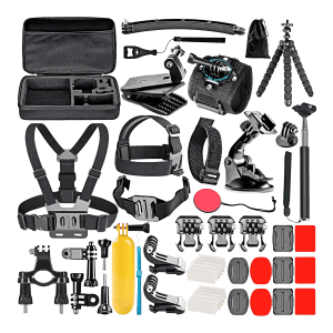 HIFFIN Action Camera Accessory Kit for Camera (50-in-1, Black)