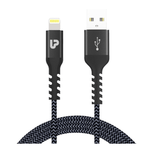 ultraprolink NyloKev+ Type A to Lightning Connector 6.6 Feet (2 M) Cable (Tangle-free Design, Grey)