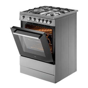 KAFF 60 Litres 4 Burner Cooking Range with Electric Oven (KAB60SS, Silver)