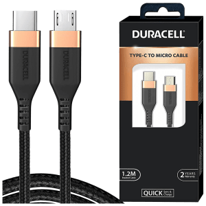 DURACELL Type C to Type B 3.96 Feet (1.2 M) Cable (Tangle-free Design, Black)