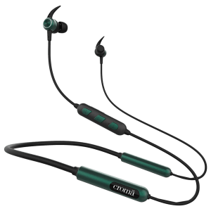 Croma Neckband (Type-C Fast Charging, Dual Connection, 80H Playback, Green)