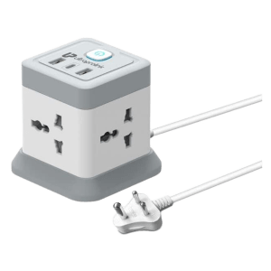 ultraprolink Qube 6 Amps 4 Sockets Surge Protector (2 Meters, 20 Watts PD Type C Port, UM1050U, White)